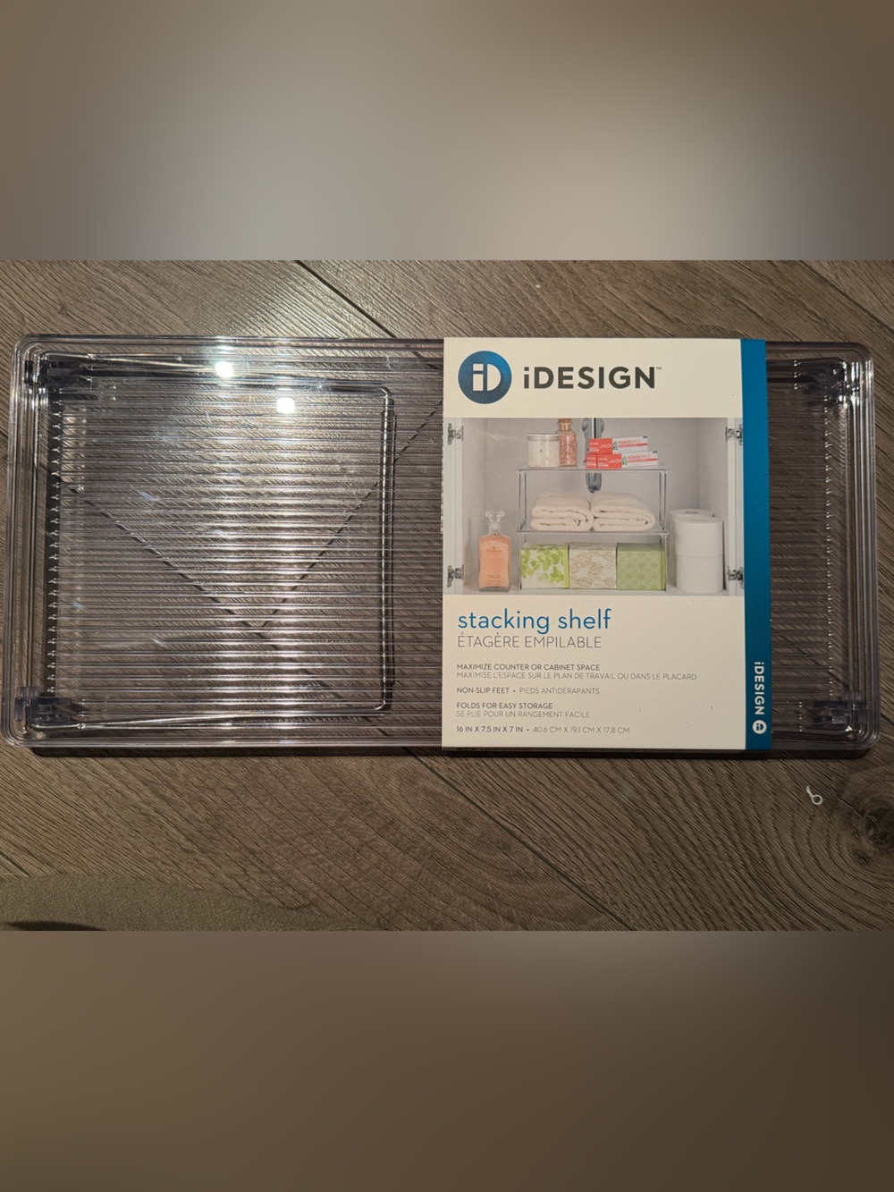 iDesign Clear Stacking Shelf - Transparent Home Storage Organizer